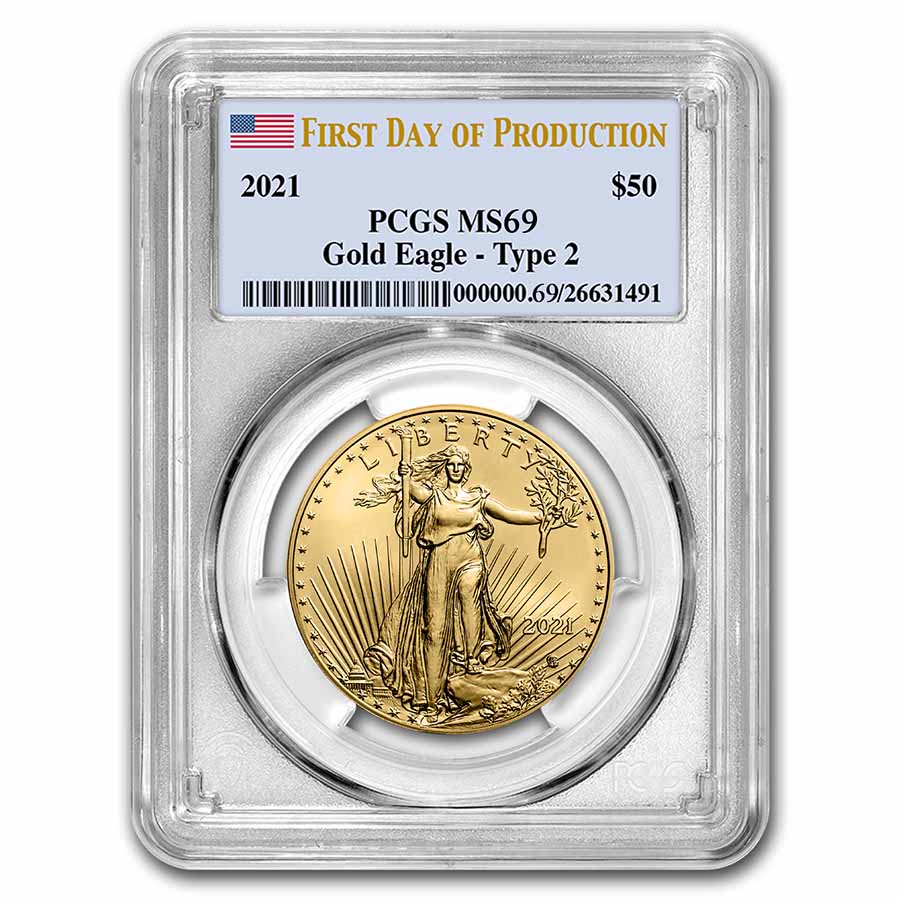 Buy 2021 1 oz Gold Eagle MS-69 PCGS Type 2 First Day