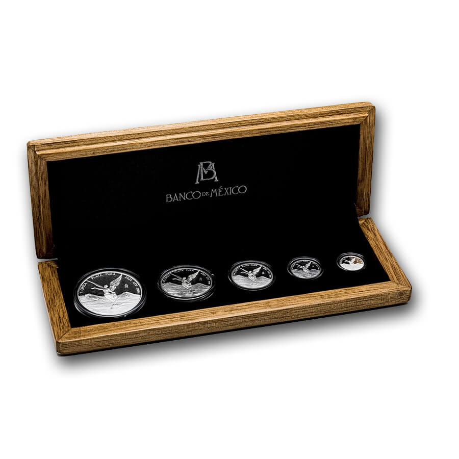 Buy 2021 Mexico 5-Coin Silver Libertad Proof Set (1.9 oz, Wood Box) - Click Image to Close