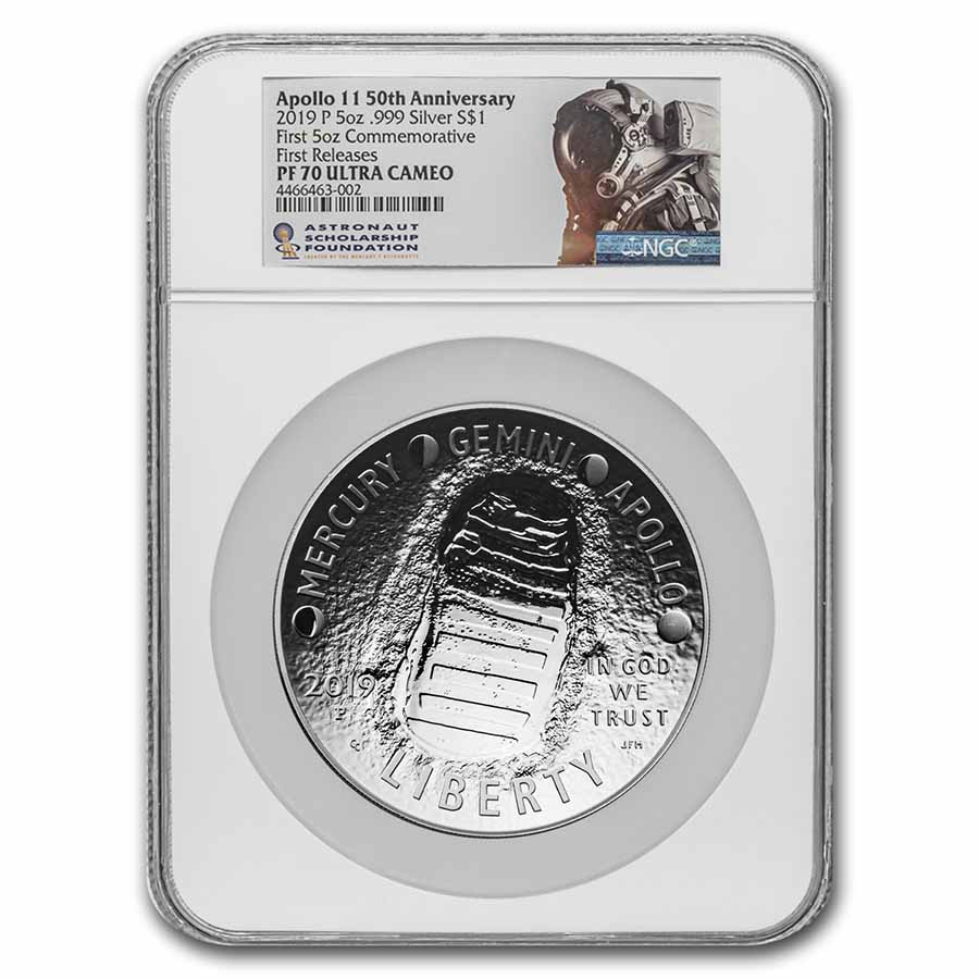 Buy 2019-P Apollo 11 50th Anniversary $1 5 oz Silver PF-70 NGC (FR)