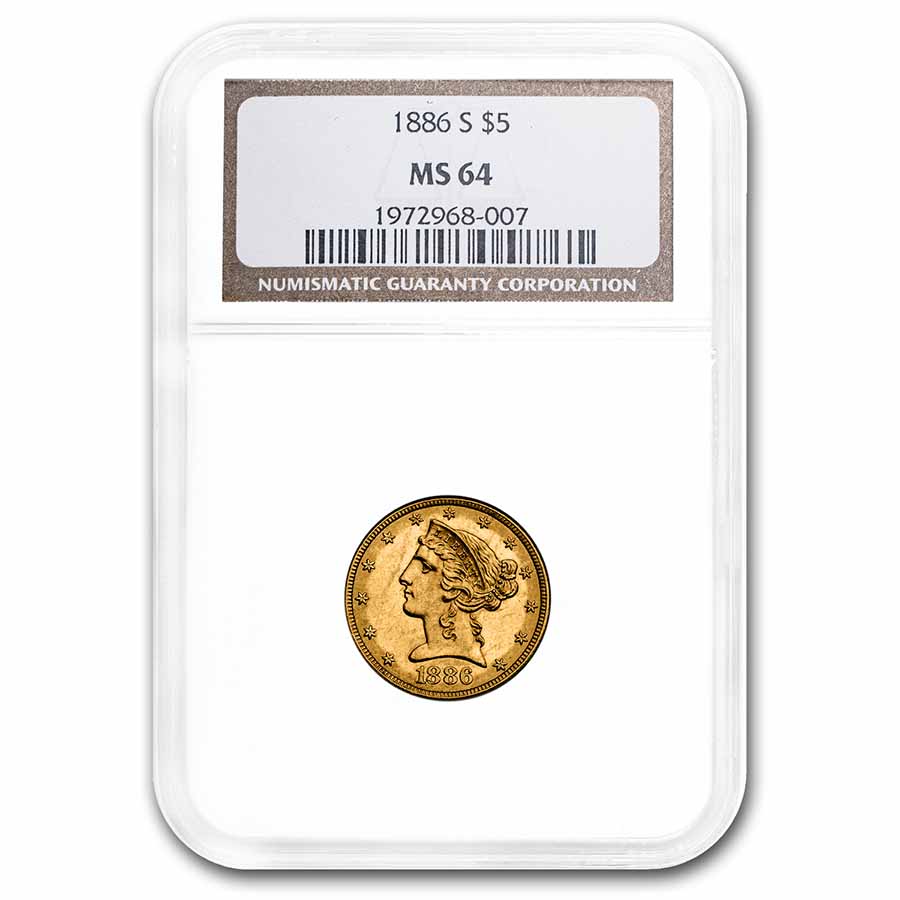 Buy MS-64 NGC 1886-S $5 Liberty Gold Half Eagle