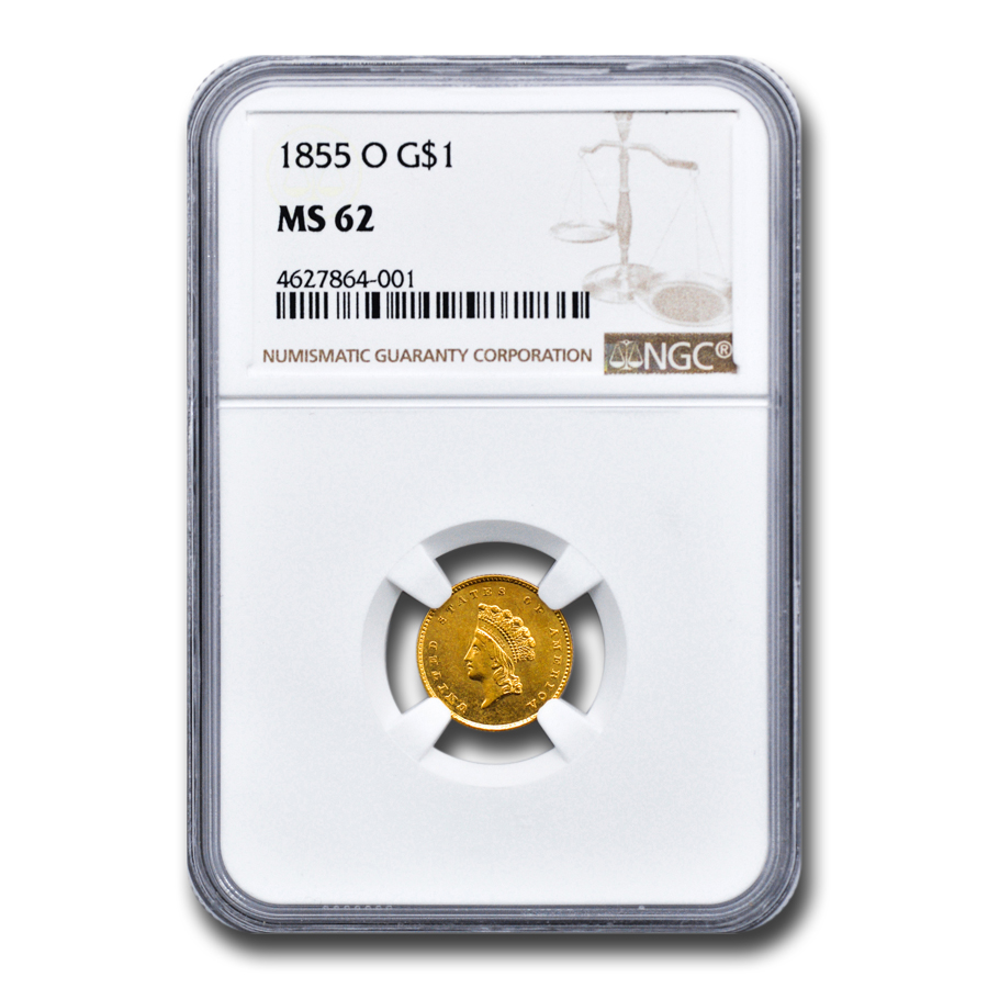 Buy 1855-O $1.00 Indian Head Gold MS-62 NGC