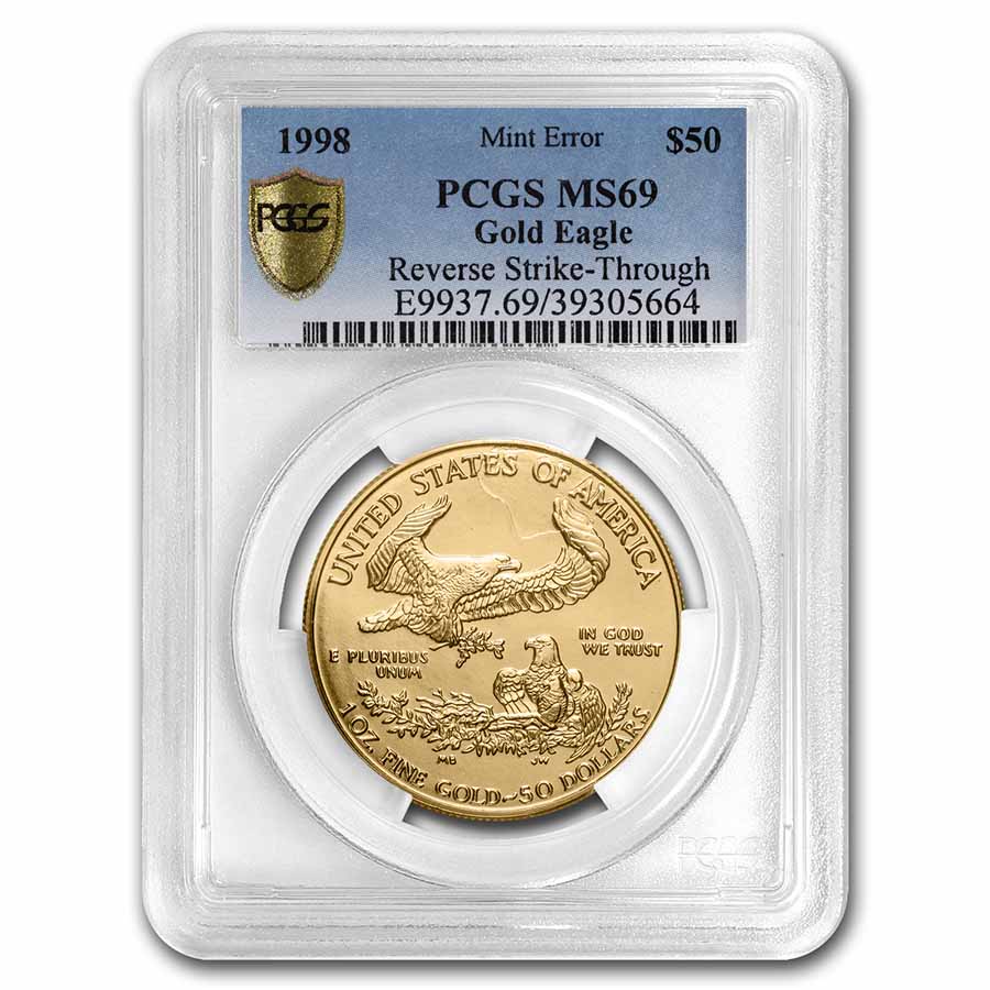 Buy 1998 1 oz Gold Eagle MS-69 PCGS (Error, Major Rev Strike-Thru)