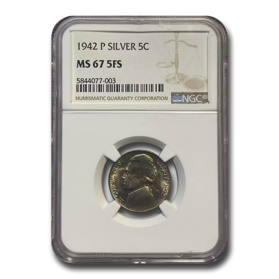 Buy 1942-P Silver Jefferson Nickel MS-67 NGC (FS)