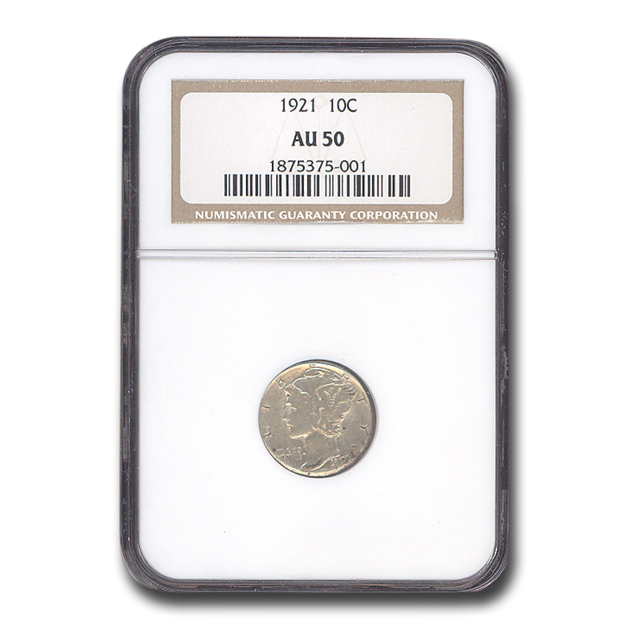 Buy 1921 Mercury Dime AU-50 NGC