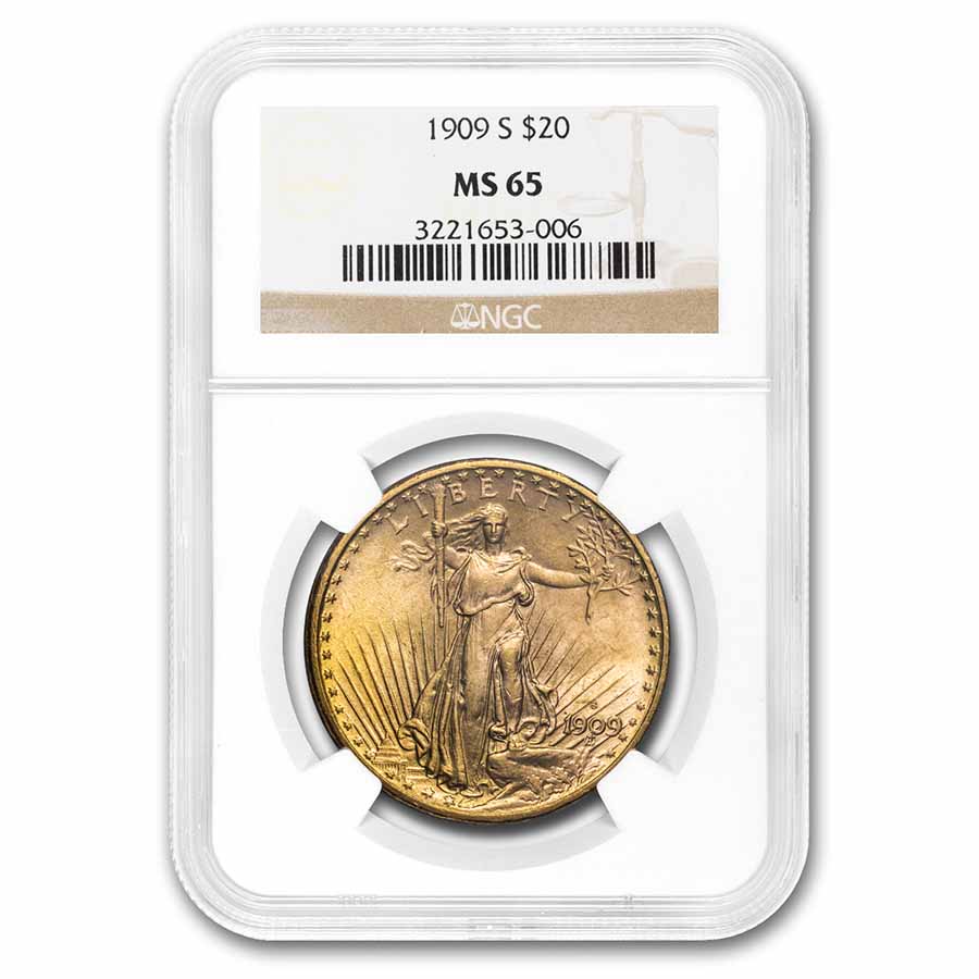 Buy 1909-S $20 Saint-Gaudens Gold Double Eagle MS-65 NGC