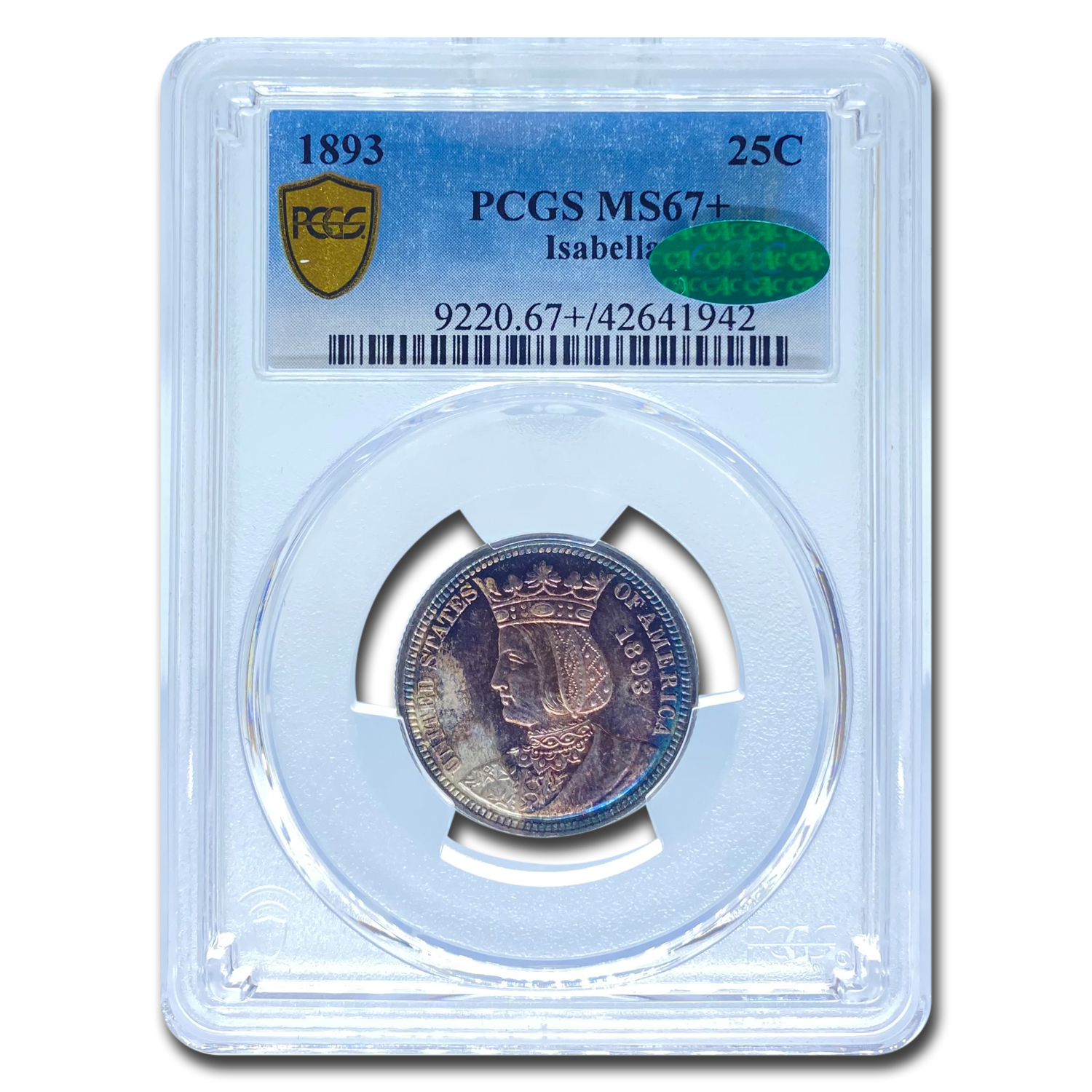 Buy 1893 Isabella Quarter MS-67+ PCGS CAC