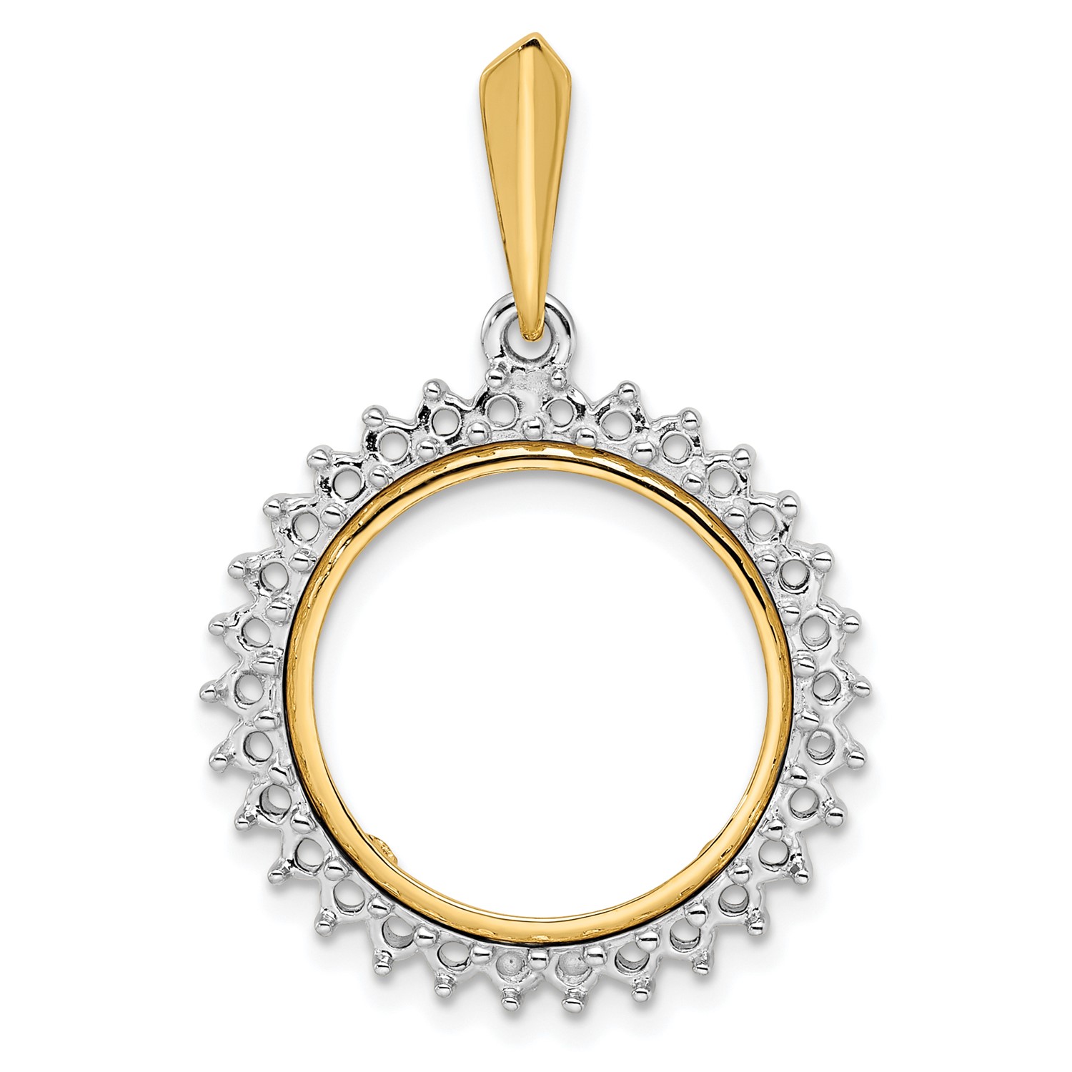 Buy 14K Two-tone Dia 16.5 mm Prong Coin Bezel Pend
