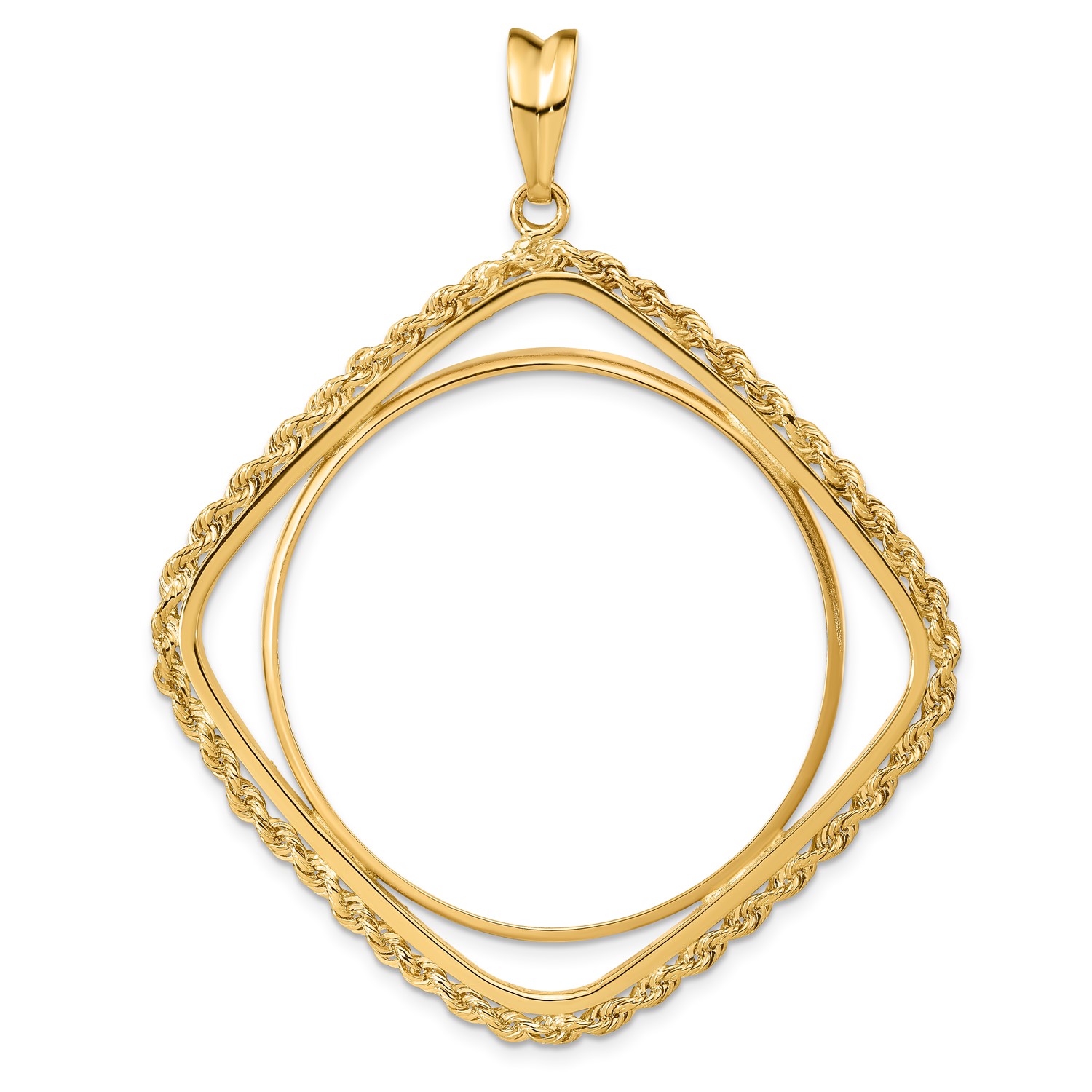 Buy Gold 14k Cushion Shape Rope 34.2 mm Coin Bezel