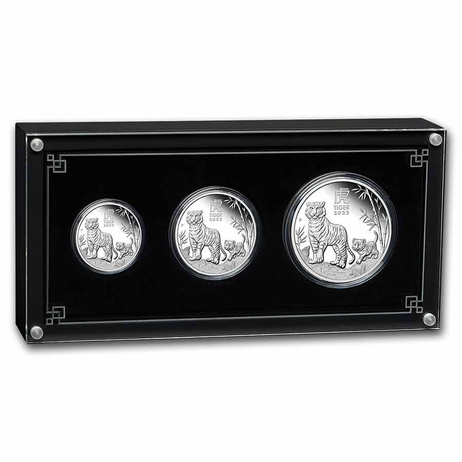 Buy 2022 AUS 3-Coin Ag Lunar Tiger Pf Set Box COA