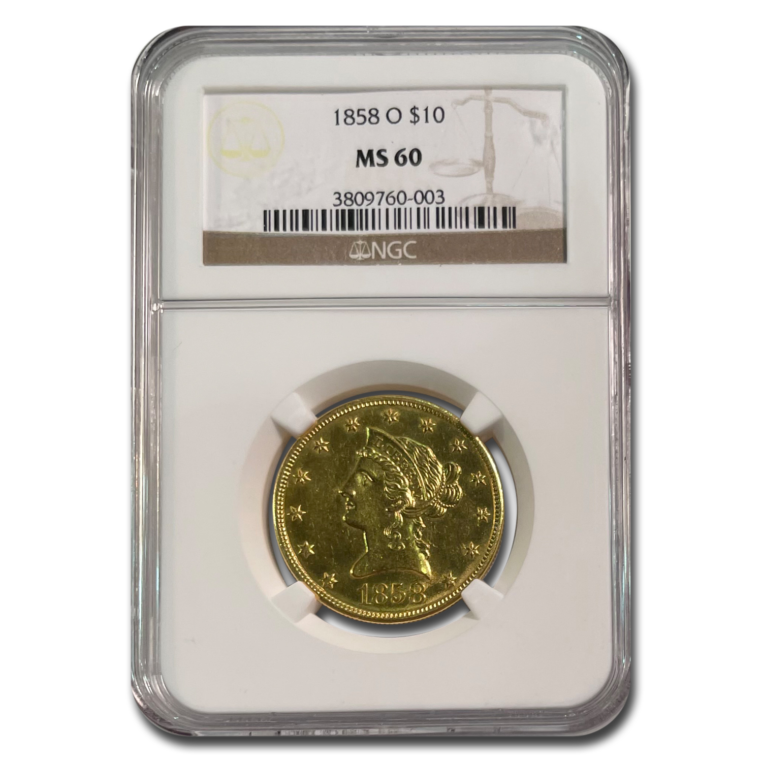 Buy 1858-O $10 Liberty Gold Eagle MS-60 NGC