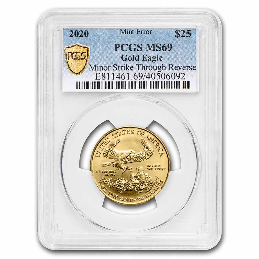 Buy 2020 1/2 oz Gold Eagle MS-69 Err Struck-Thru Rev