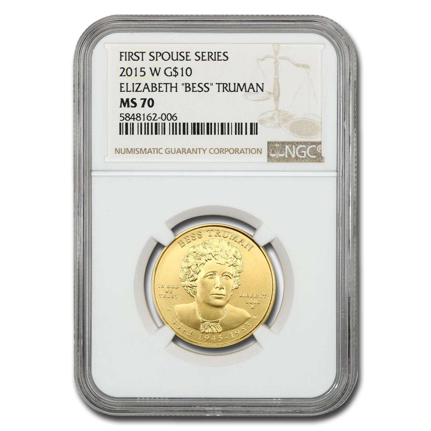 Buy 2015-W 1/2 oz Gold Bess Truman MS-70 NGC