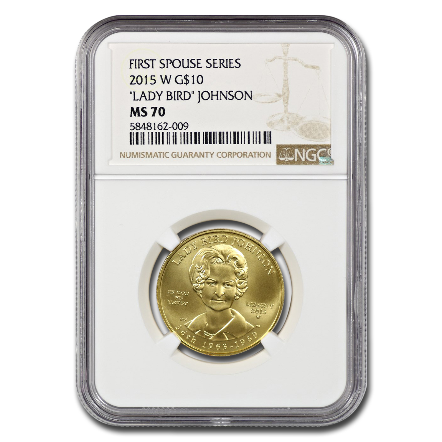 Buy 2015-W 1/2 oz Gold "Lady Bird" Johnson MS-70 NGC