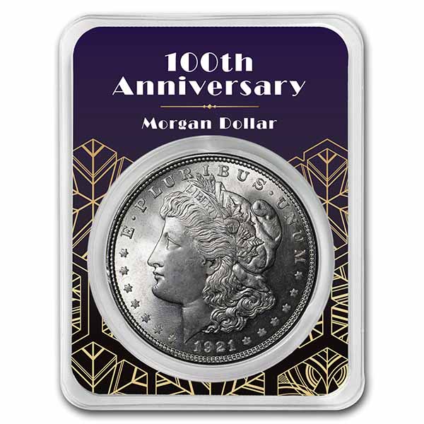 Buy 1921 Morgan Dollar BU - w/100th Anniv Art Deco Snowflake Card