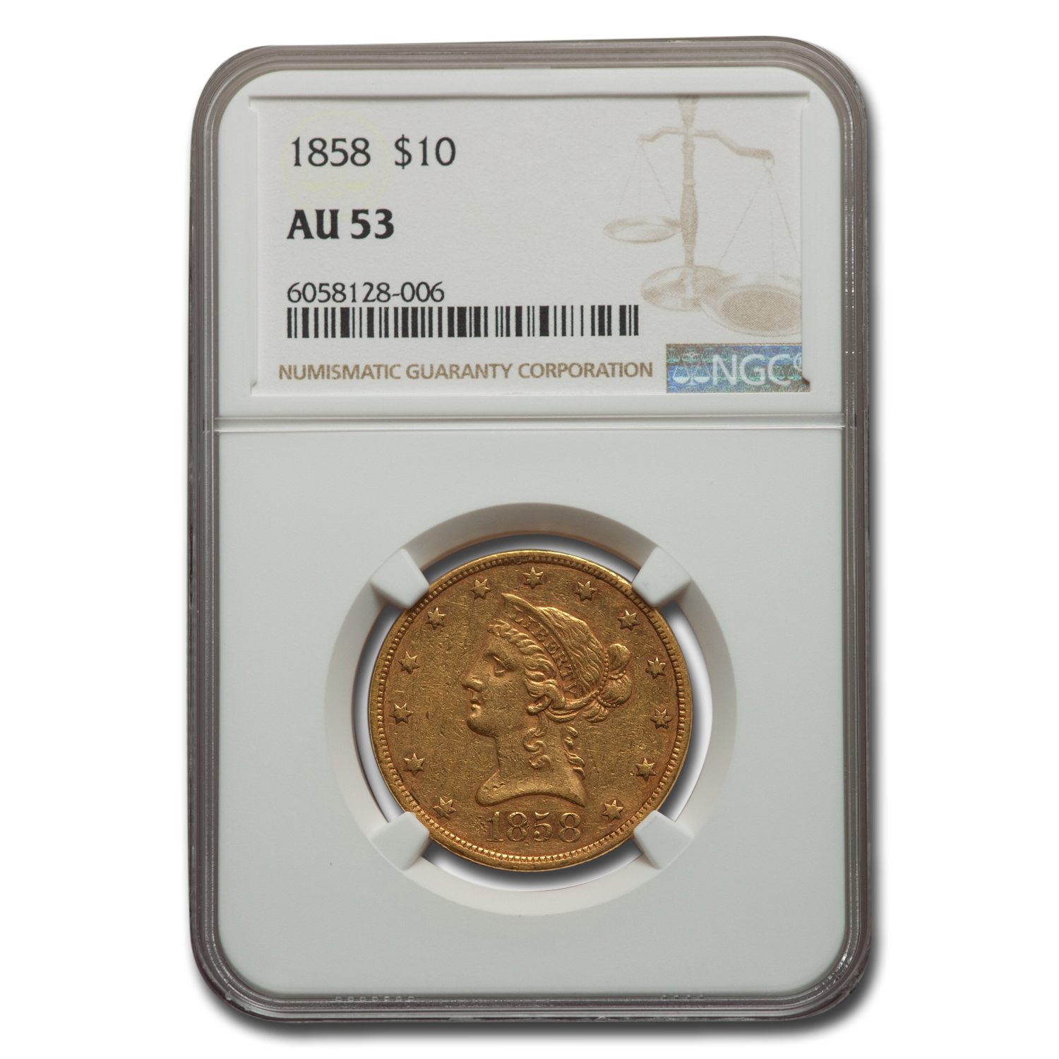 Buy 1858 $10 Liberty Gold Eagle AU-53 NGC