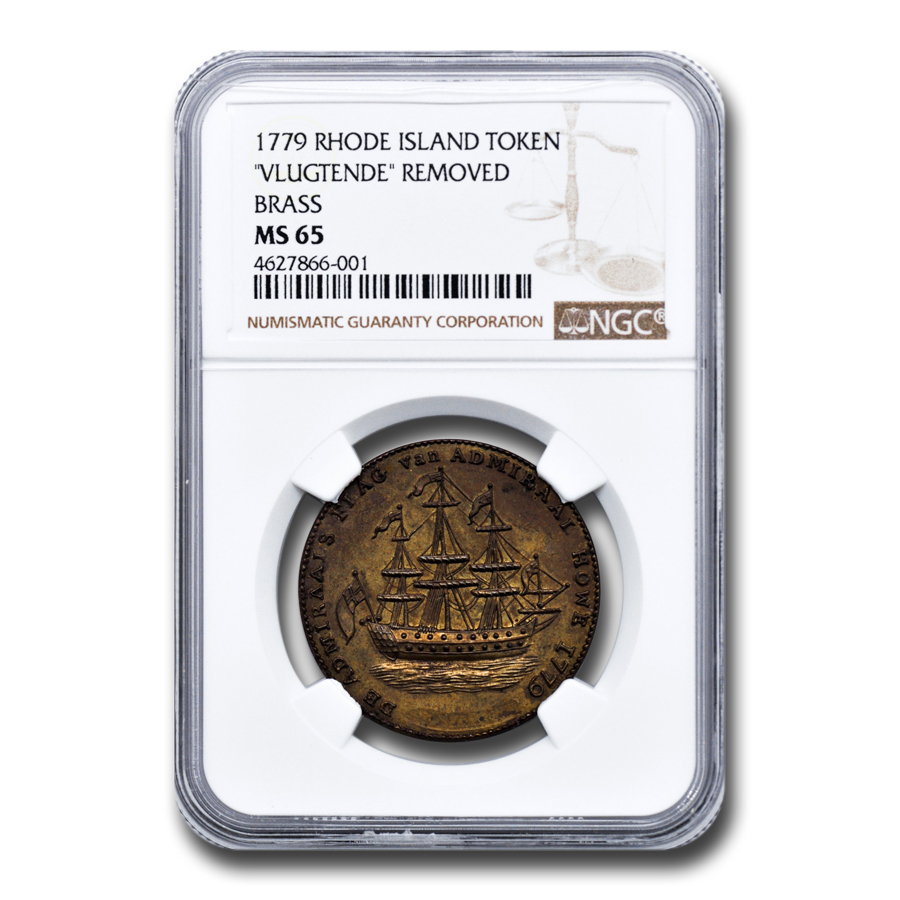 Buy 1779 RI Ship Token Col MS-65 NGC Brass VLUGTENDE