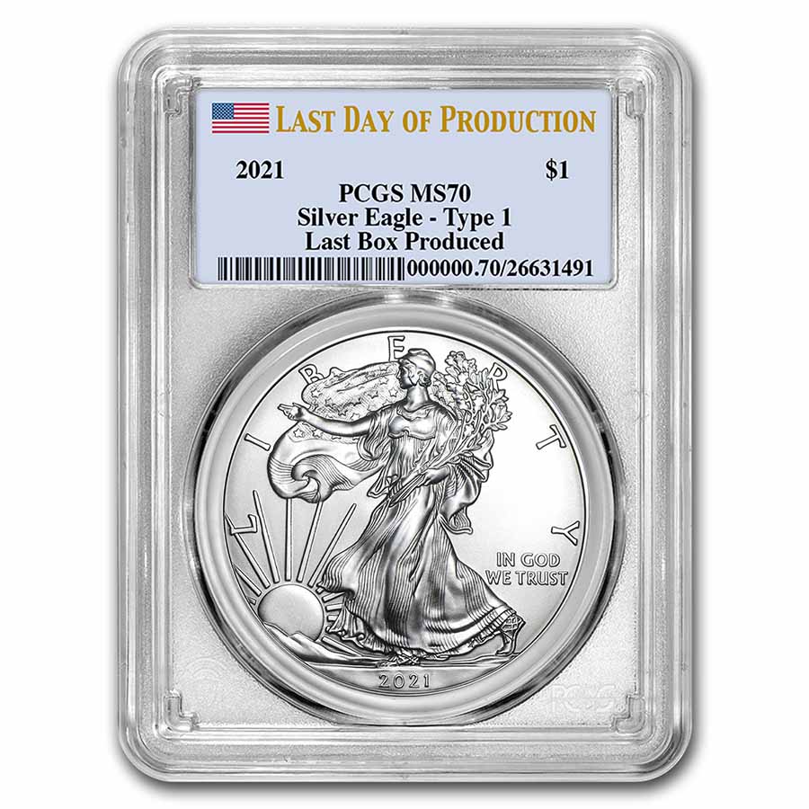 Buy 2021 Silver Eagle MS-70 PCGS (Type 1, Final Box)