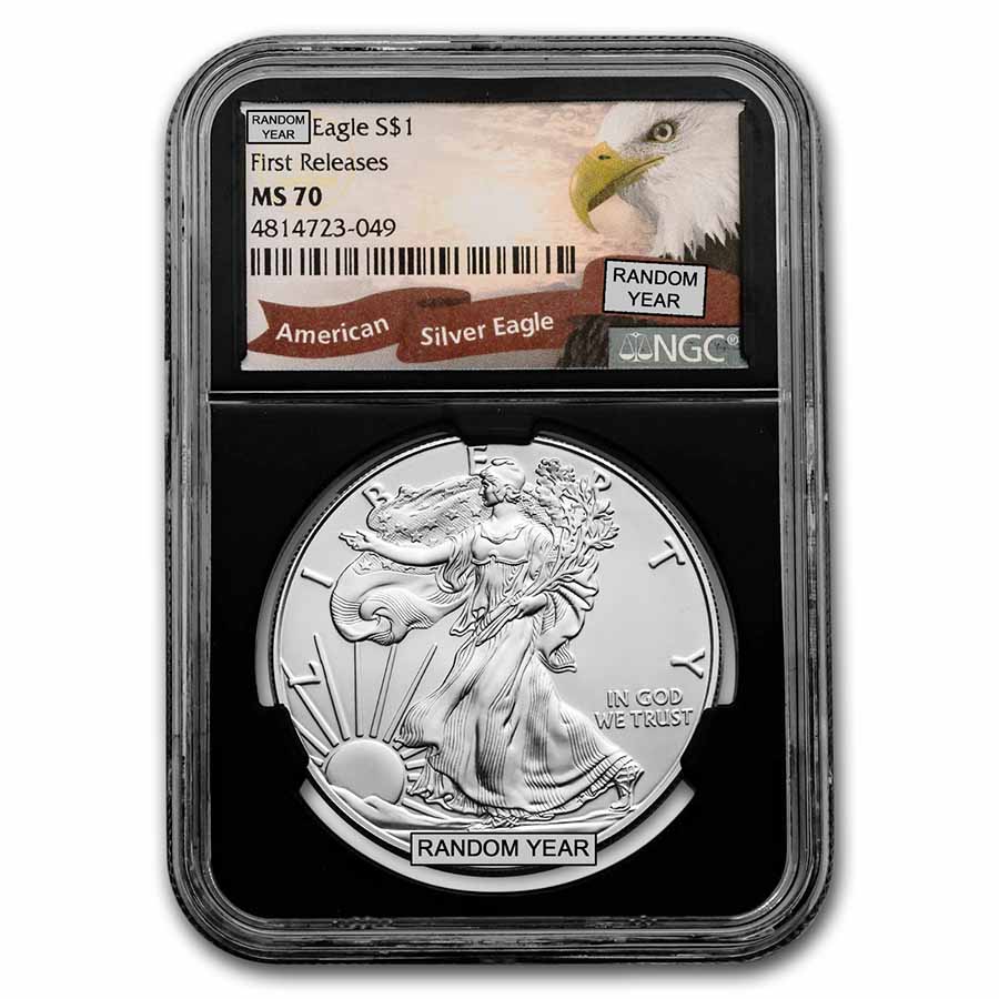 Buy 1 oz American Silver Eagle MS-70 NGC (Random Year, ER/FR)