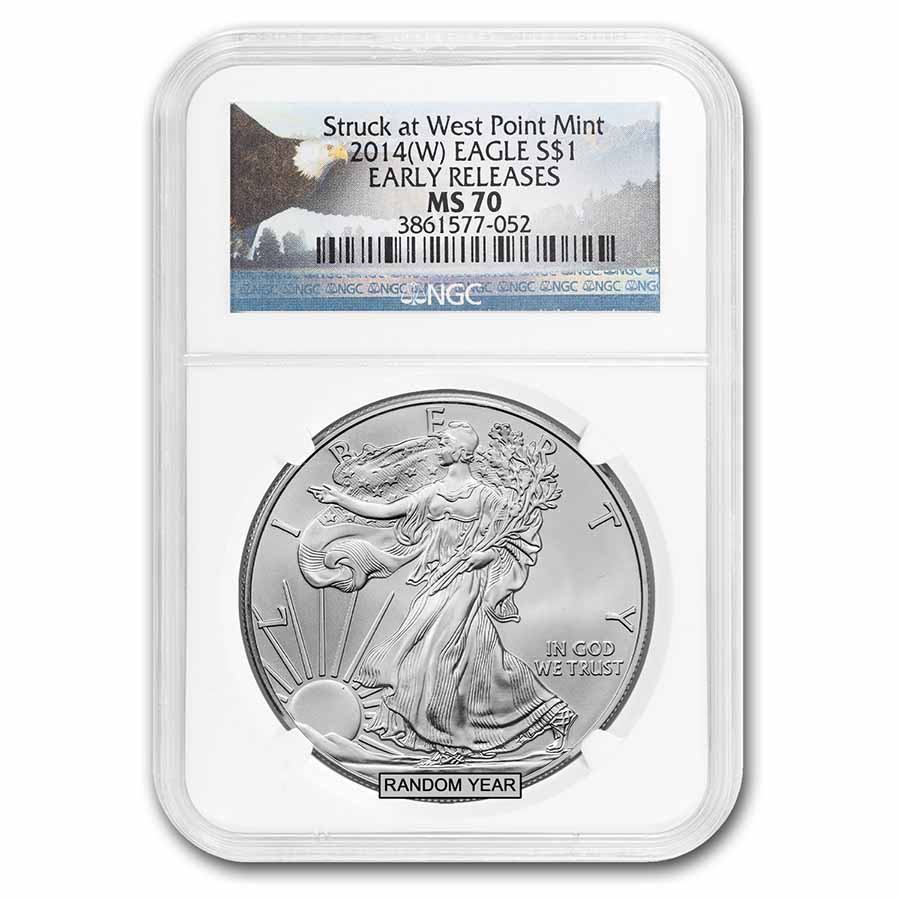 Buy 1 oz Silver Eagle MS-70 NGC (Random Year/Signature, ER/FR)