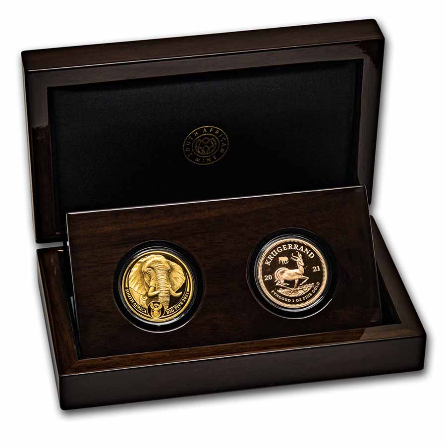 Buy 2021 South Africa 2-Coin Gold Krugerrand & Elephant Proof Set