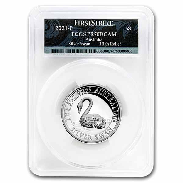 Buy 2021 Australia 5 oz Silver Swan PR-70 PCGS (FS, Swan Label) - Click Image to Close