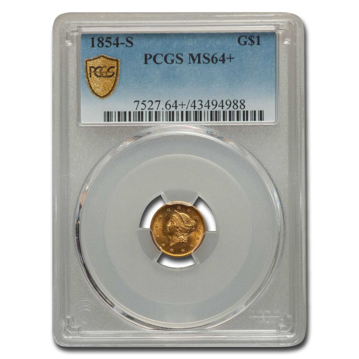 Buy 1854-S $1 Liberty Head Gold MS-64+ PCGS