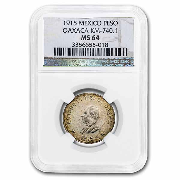 Buy 1915 Revolutionary Mexico Silver Peso MS-64 NGC (Oaxaca)