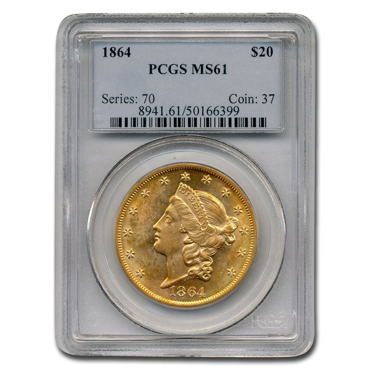 Buy 1864 $20 Liberty Gold Double Eagle MS-61 PCGS