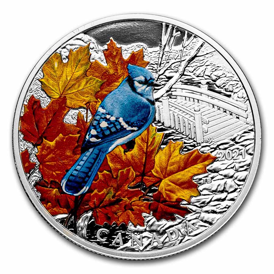 Buy 2021 Canada 1 oz Silver $20 Colorful Birds: Blue Jay - Click Image to Close