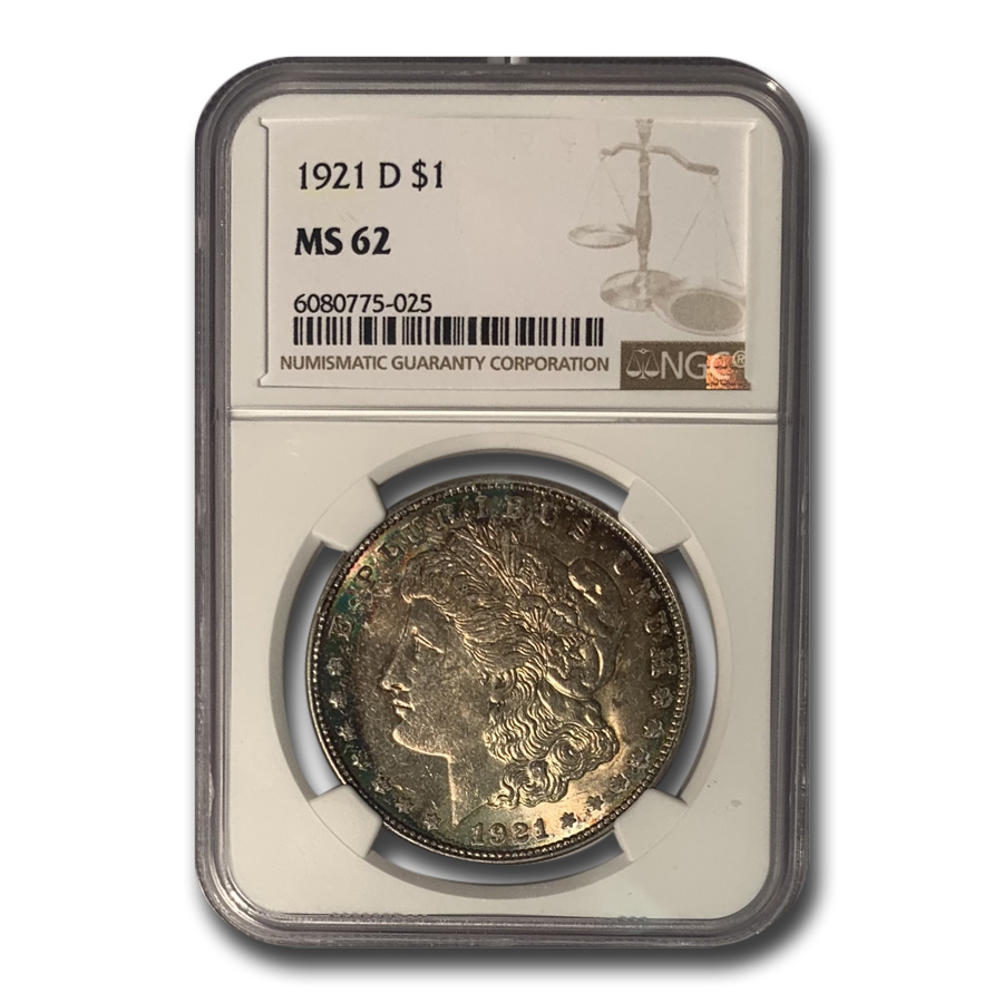 Buy 1921-D Morgan Dollar MS-62 NGC (Beautiful Toning)