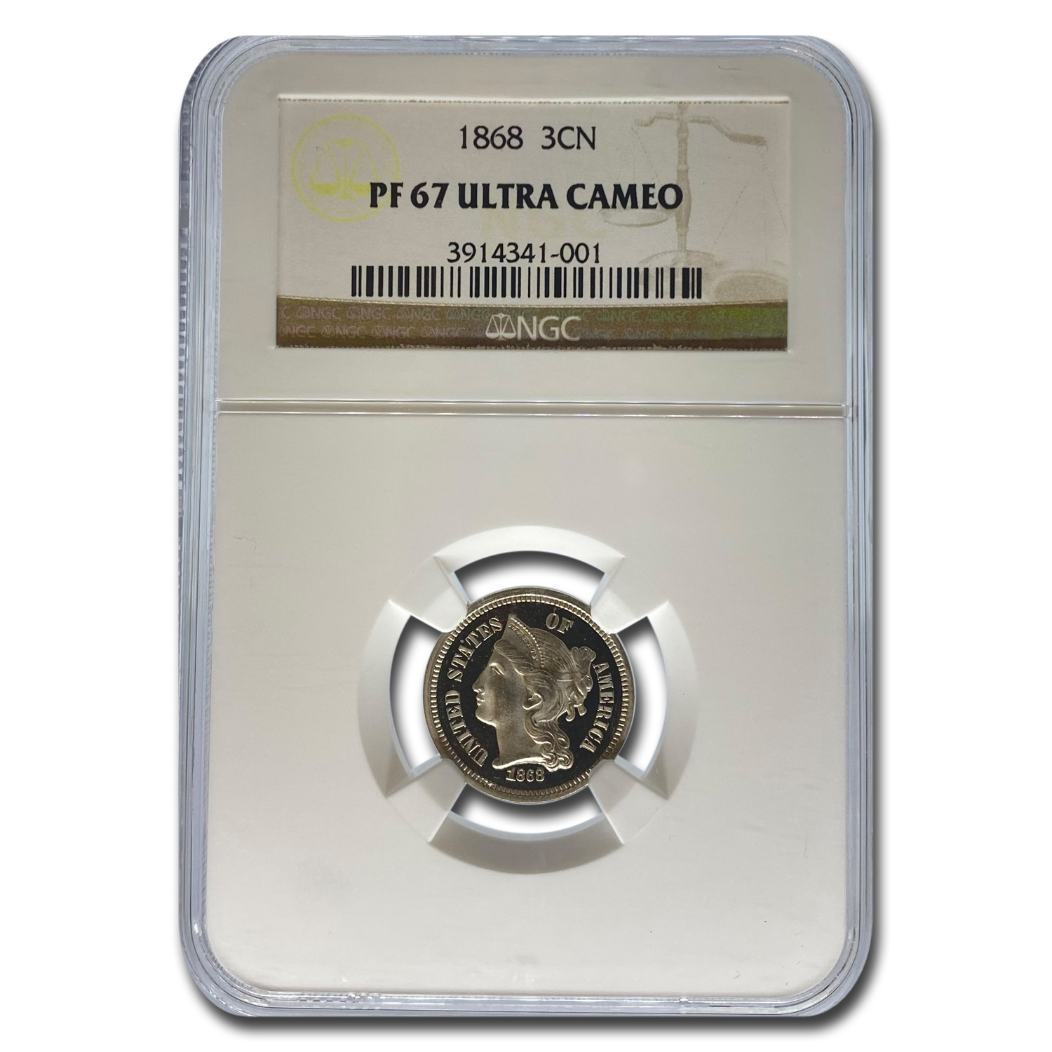Buy 1868 Three Cent Nickel PF-67 UCAM NGC
