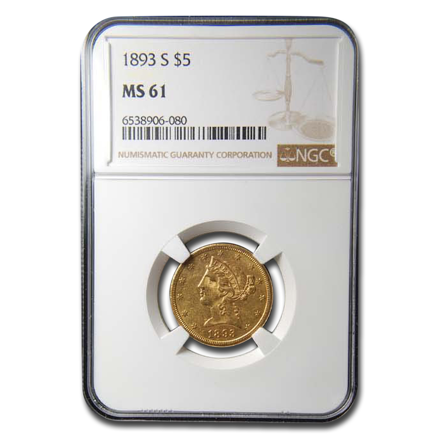Buy 1893-S $5 Liberty Gold Half Eagle MS-61 NGC