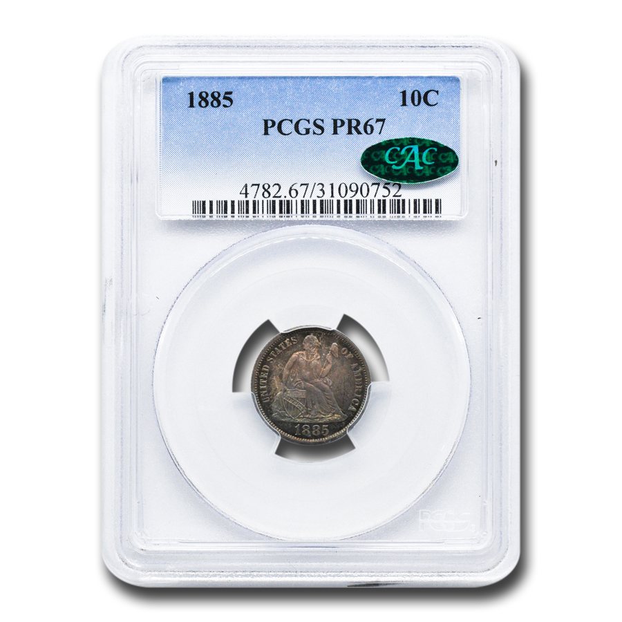 Buy 1885 Liberty Seated Dime PR-67 PCGS CAC