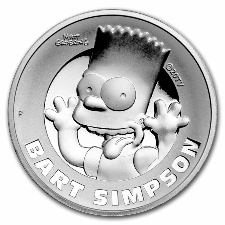 Buy 2021-P Tuvalu 2 oz Silver The Simpsons: Bart Simpson Proof HR - Click Image to Close