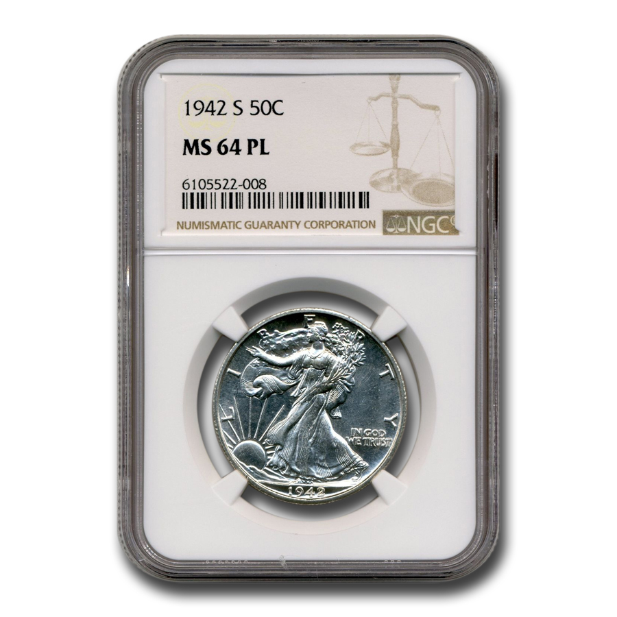 Buy 1942-S Walking Liberty Half Dollar MS-64 NGC (PL)