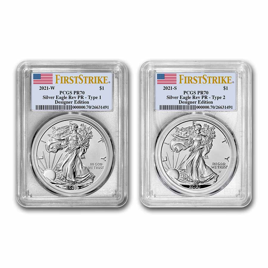 Buy 2021 Silver Eagle Des 2-Coin Rev Pf Set PR-70 FS