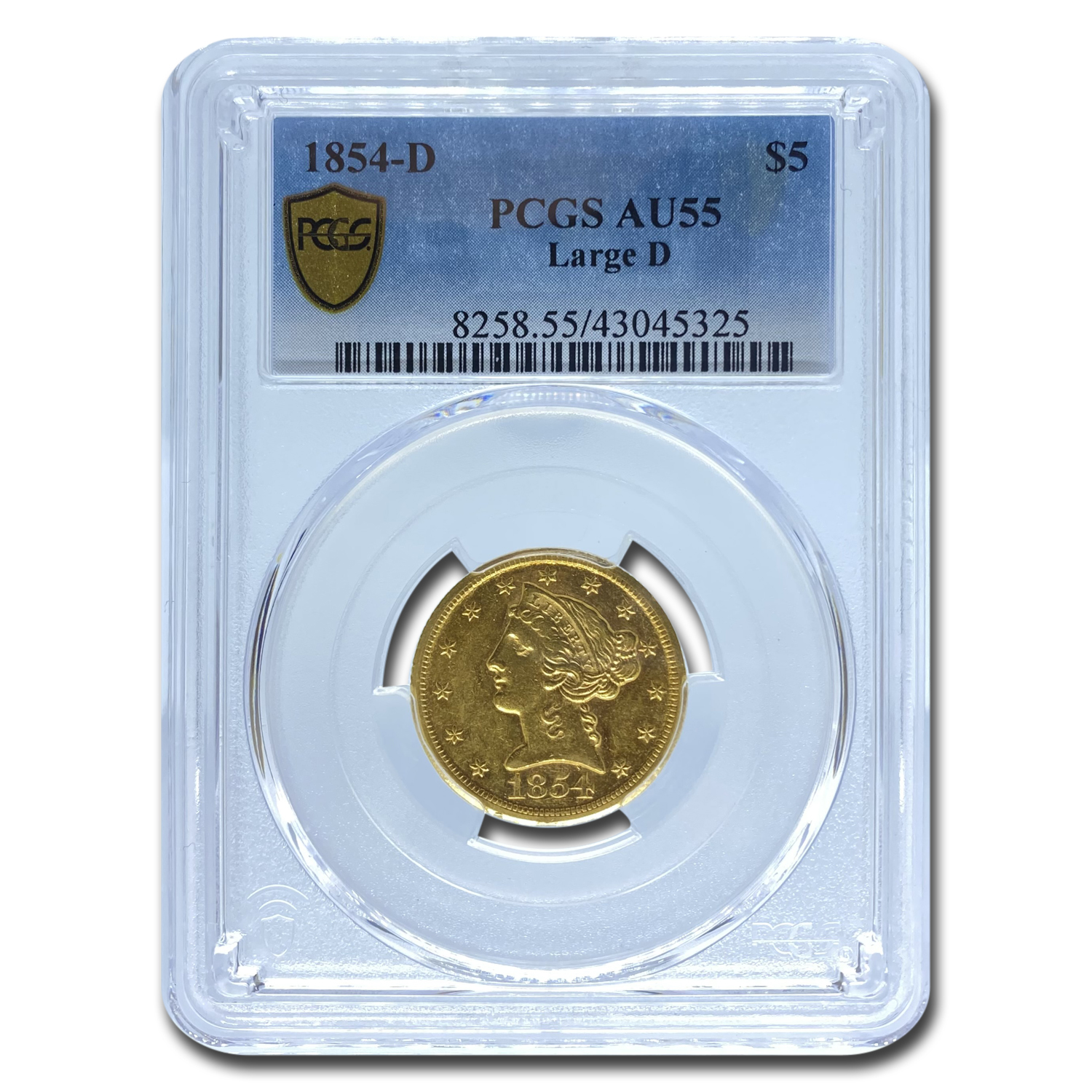 Buy 1854-D $5 Liberty Gold Half Eagle AU-55 PCGS (Large D)