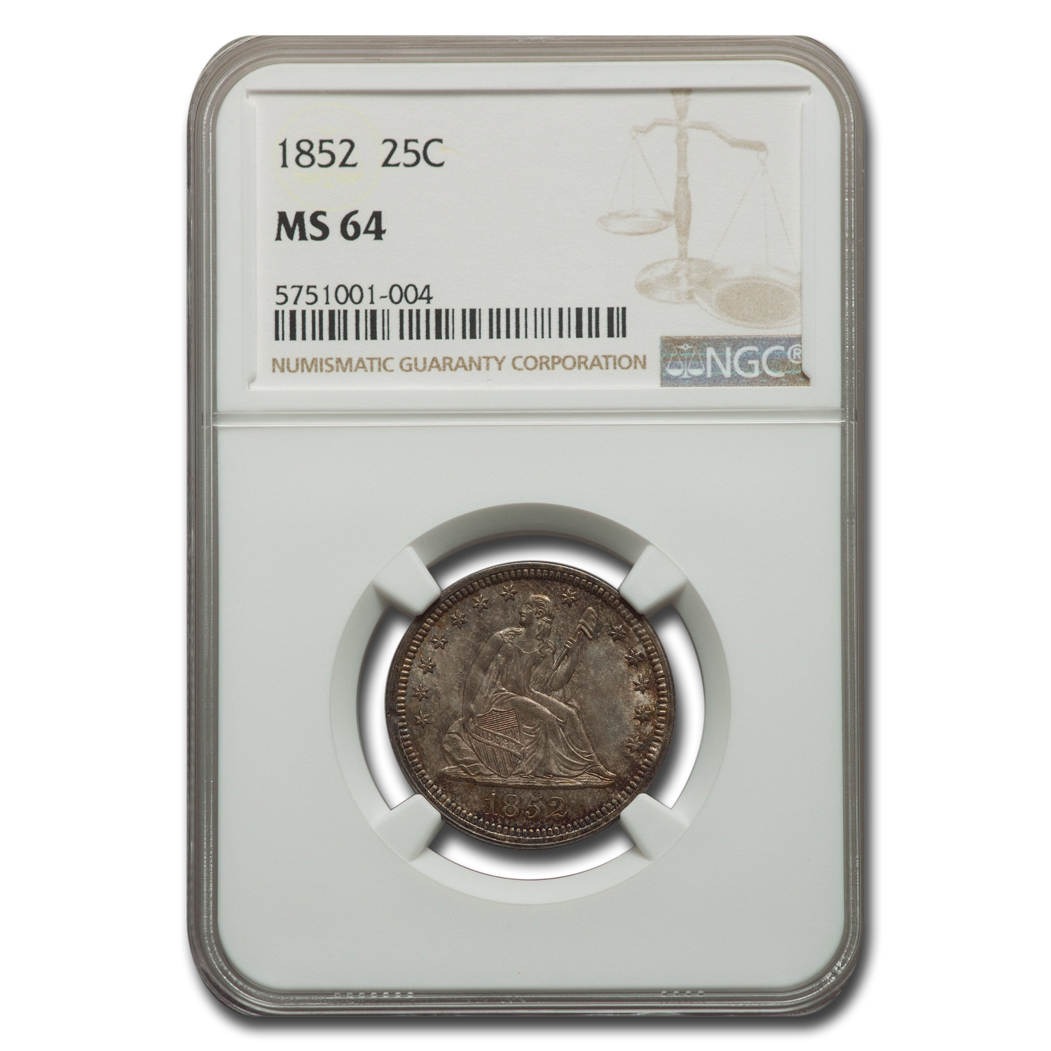Buy 1852 Liberty Seated Quarter MS-64 NGC
