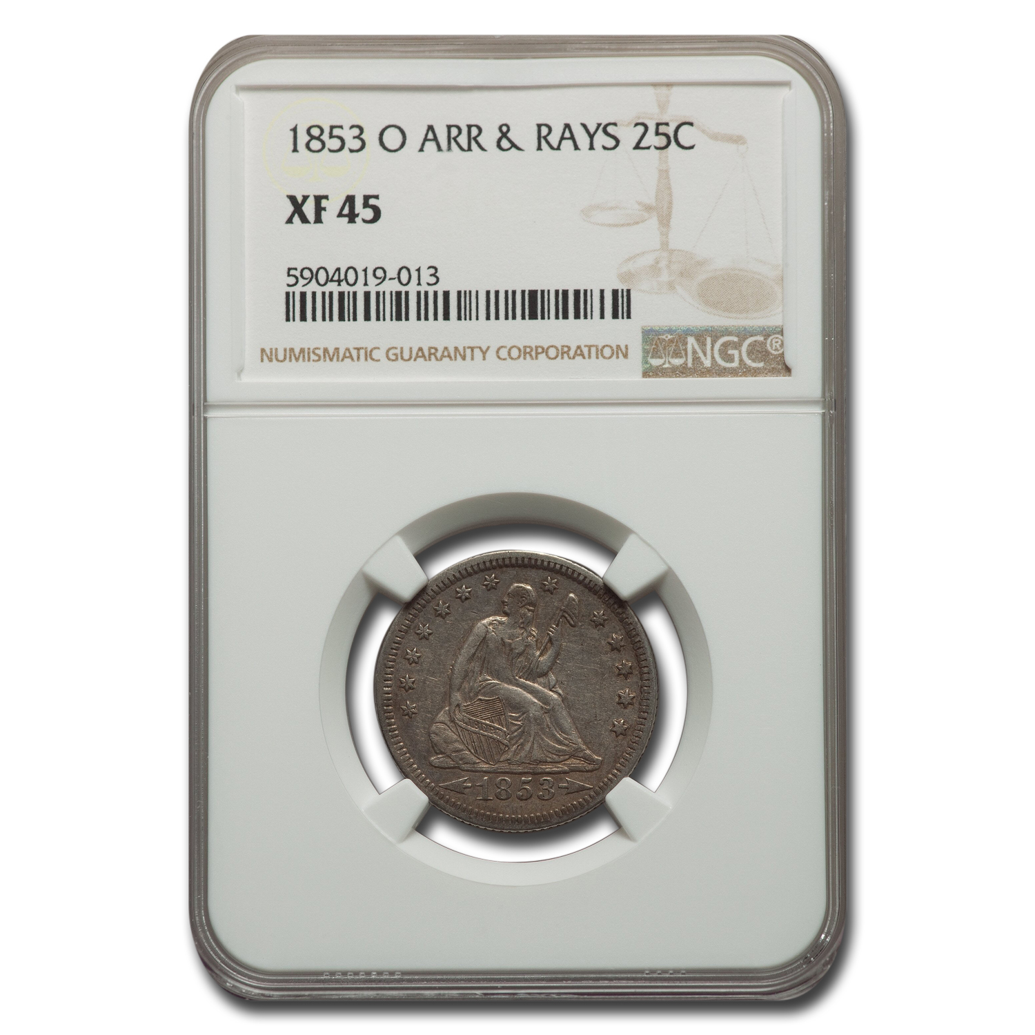 Buy 1853-O Seated Liberty Quarter XF-45 NGC (Arrows & Rays)