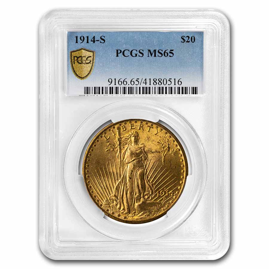 Buy 1914-S $20 Saint-Gaudens Gold Double Eagle MS-65 PCGS Graded