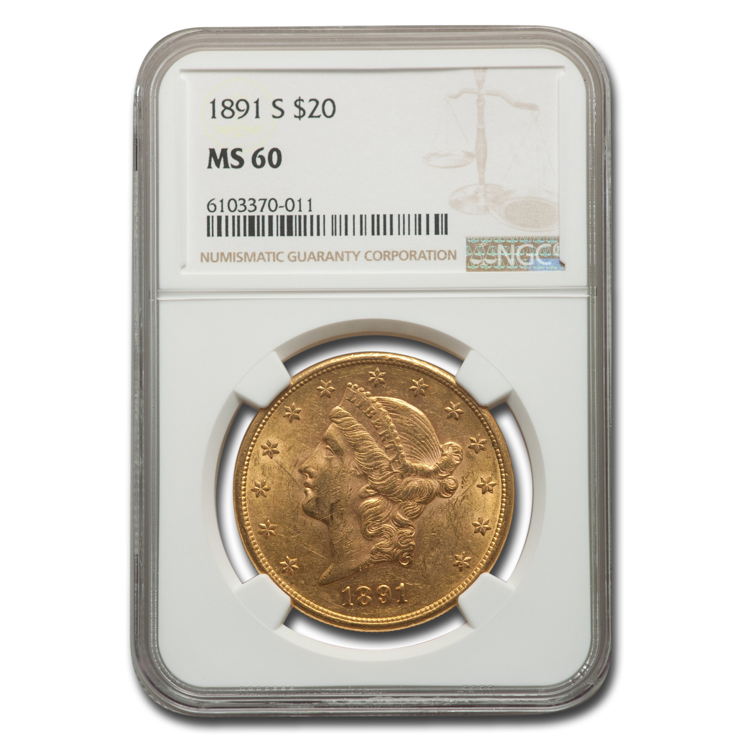 Buy 1891-S $20 Liberty Gold Double Eagle MS-60 NGC