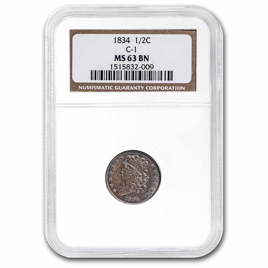Buy 1834 Half Cent MS-63 NGC (Brown, C-1)