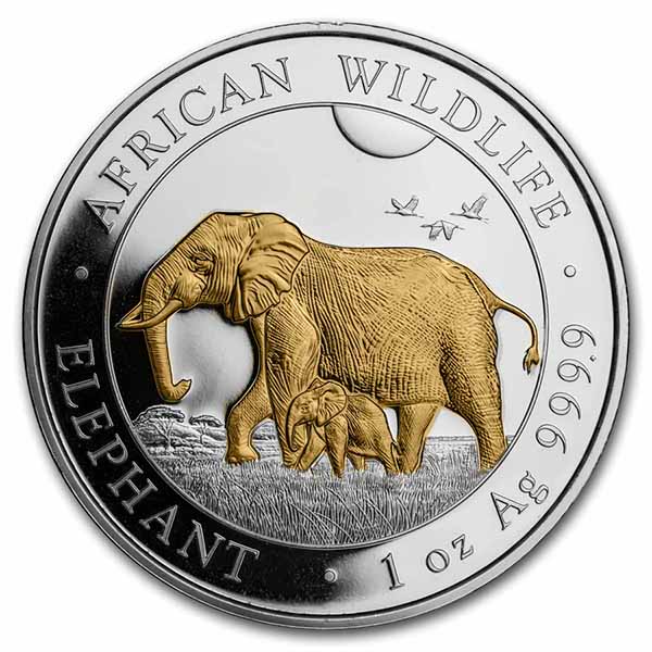 Buy 2022 Somalia 1 oz Silver Elephant (Gilded) - Click Image to Close