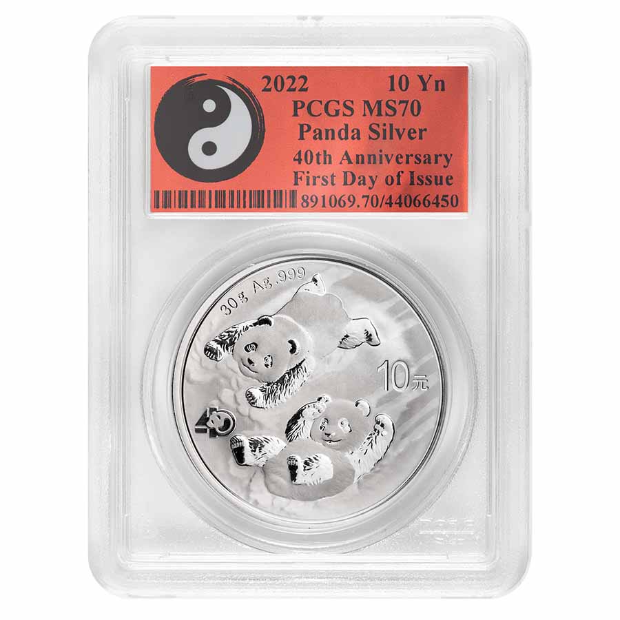 Buy 2022 China Silver Panda MS-70 PCGS (FDI, 40th Anniv. Yin-Yang)