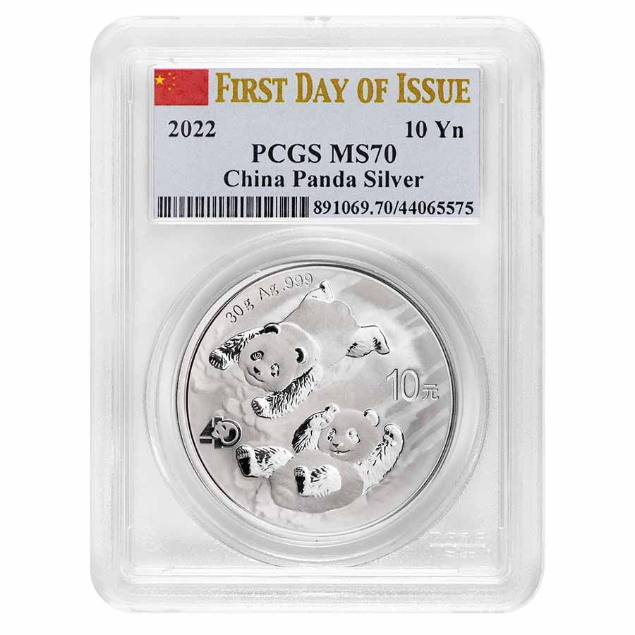 Buy 2022 China 30 gram Silver Panda MS-70 PCGS (FDI, Flag Label)