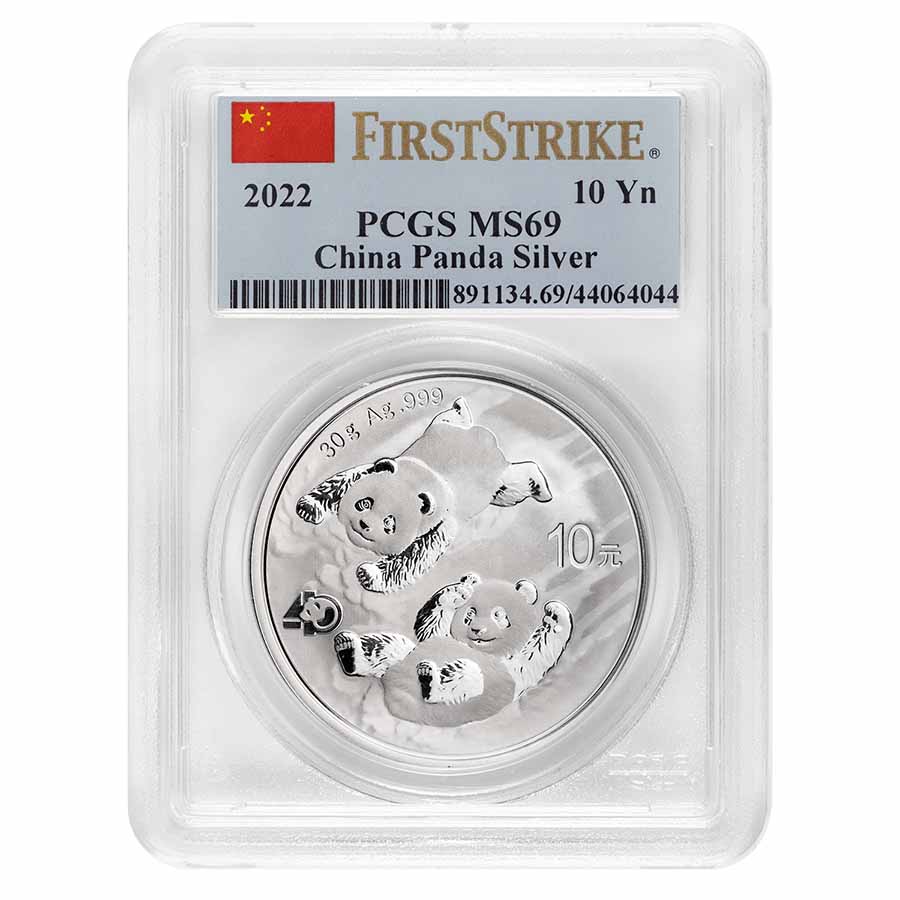 Buy 2022 China 30 gram Silver Panda MS-69 PCGS (FS, Flag Label)