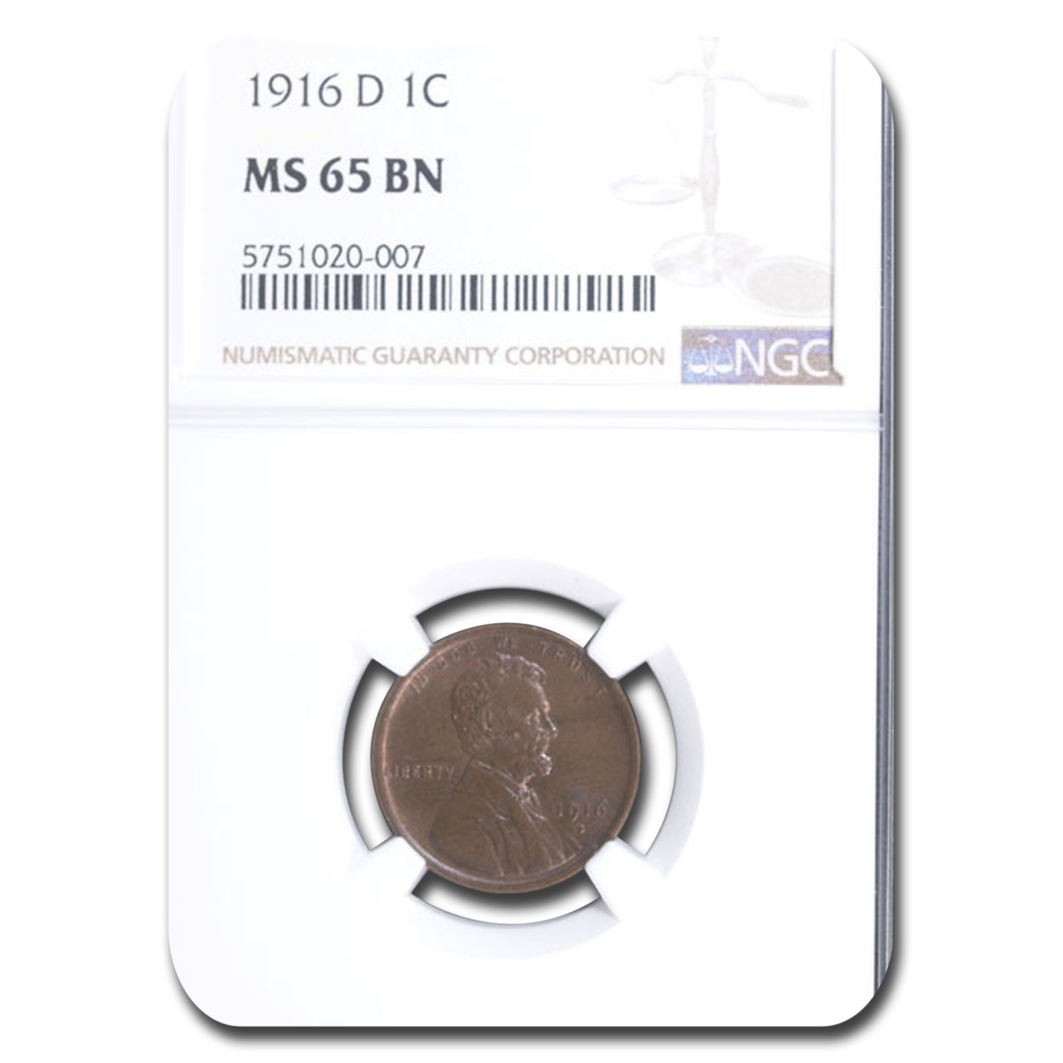 Buy 1916-D Lincoln Cent MS-65 NGC (Brown)