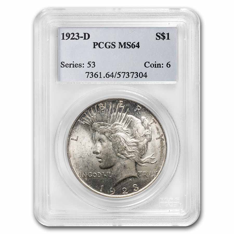 Buy 1923-D Peace Dollar MS-64 PCGS - Click Image to Close