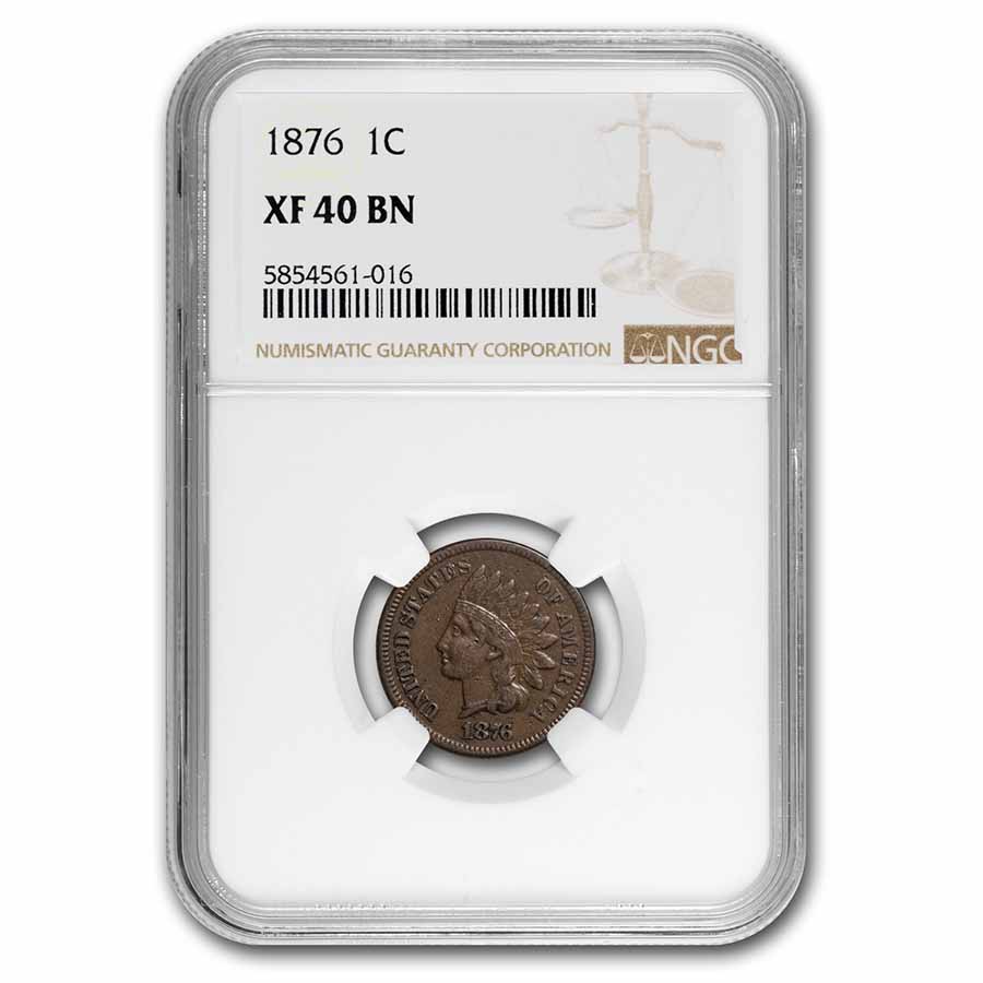 Buy 1876 Indian Head Cent XF-40 NGC (Brown)