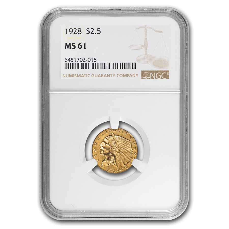 Buy 1928 $2.50 Indian Gold Quarter Eagle MS-61 NGC